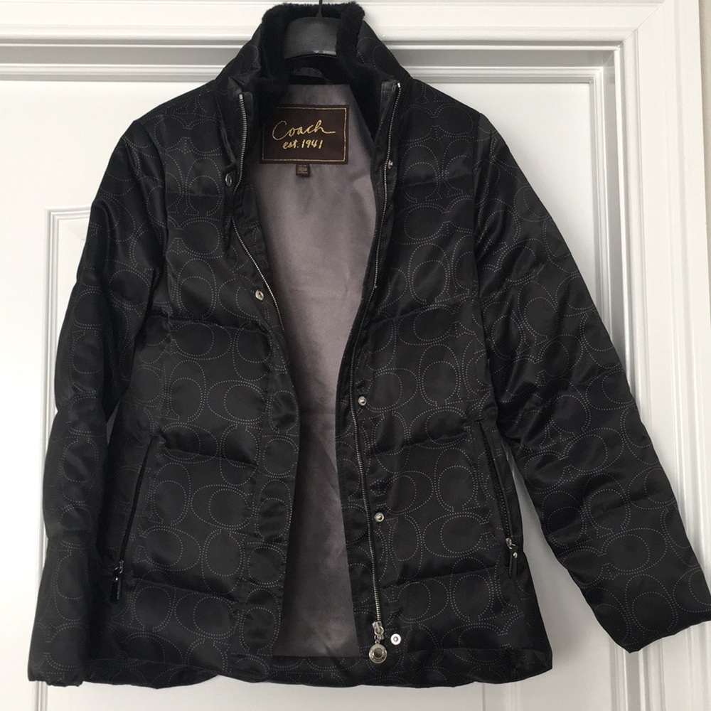 Stunning COACH down coat with fur trim collar